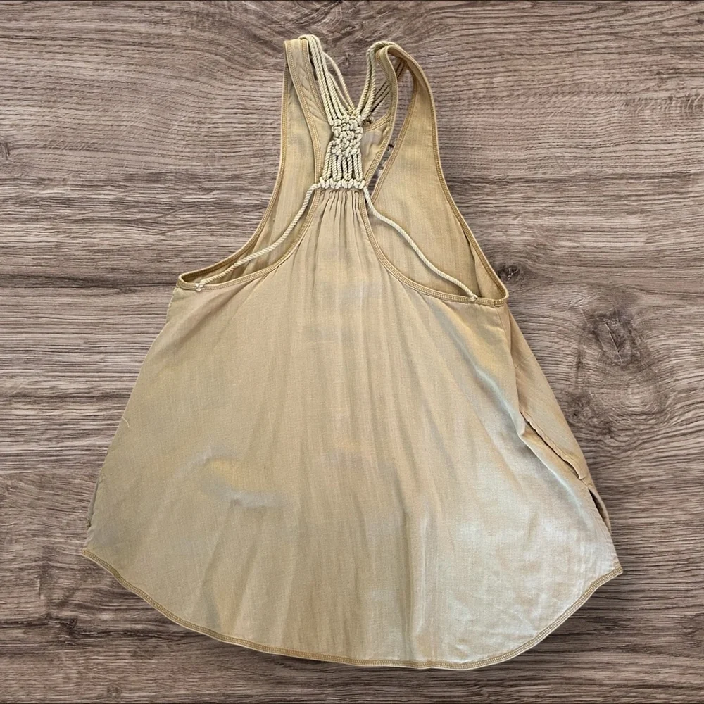 Free‎ People One and Only Macrame Racerback Tank Top XS Sand Beige EUC